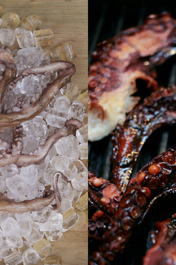 Grilled octopus. Cooking tips from famous chefs.