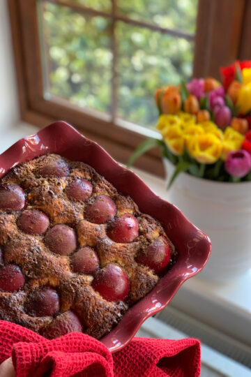 Odessa sweet cake with sour plums. Best food photos and recipes in Maria Kalenska blog