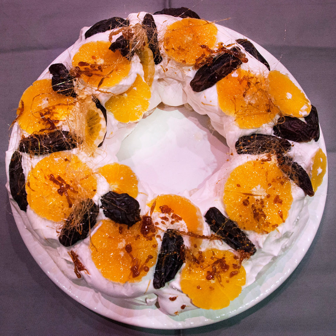 Oranges Pavlova wreath. Best food photos and recipes in Maria Kalenska blog