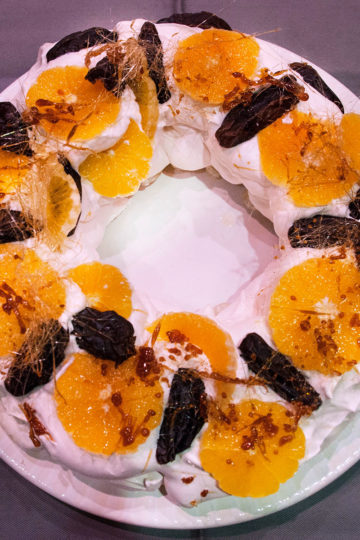 Oranges Pavlova wreath. Best food photos and recipes in Maria Kalenska blog