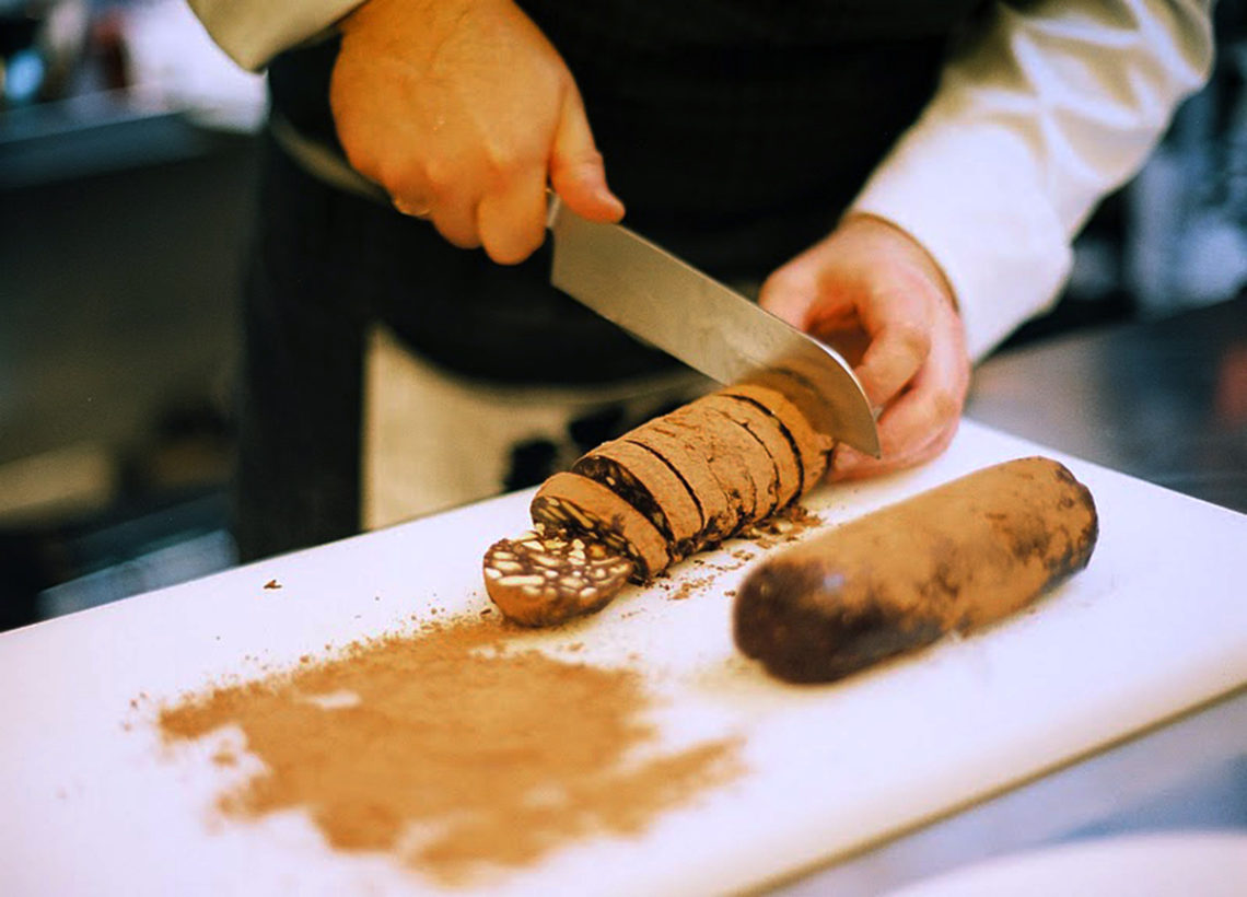 Chocolate salami. Delicious recipes from famous chefs.