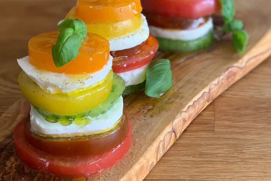 Tomato and mozzarella mille-feuille